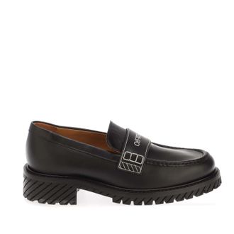 Off-white Mens Off White Combat Loafers in Black-White Leather - Size UK 6