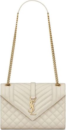 Saint Laurent Envelope Medium Bag - Dames - Schoudertassen - Beige - ONE Size - Leer - Tassen