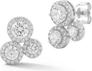 Glaze Jewelry Cubic Zirconia Cluster Halo Stud Earrings in Silver at Nordstrom Rack