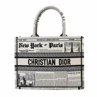 Dior Black White Canvas Handbag Tote Bag (Pre-Owned)