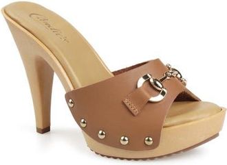 Candie's Giulianna Platform Slide Sandal in Tan Leather at Nordstrom, Size 11
