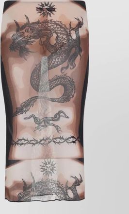 Jean Paul Gaultier printed mesh midi skirt