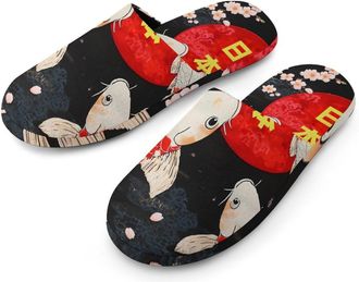Generic Japanese Fishes Japan Red Sun Mens House Slippers Slip Indoor Slipper On Shoes Warm Outdoor