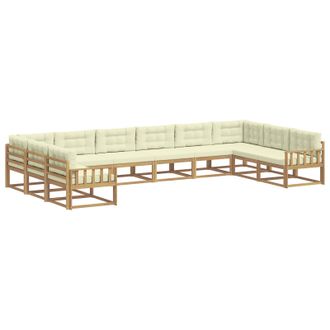 vidaXL Conjunto De Sof&aacute;s De Exterior 10 Uds. Blanco Y Crema Vidaxl