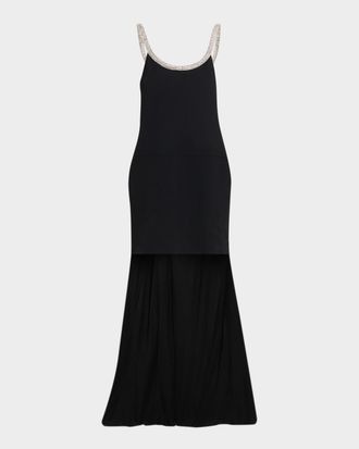 Tom Ford Crystal Sleeveless Grain De Poudre High-Low Gown