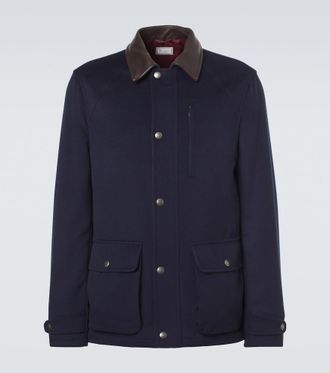 Brunello Cucinelli Leather-trimmed wool jacket