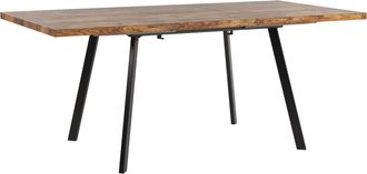 Beliani Mesa De Comedor Madera Clara Patas De Metal Negro Mdf Extensible 140/180 X 90 Cm Extensi&oacute;n Tradicional Harlow