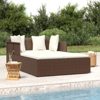 vidaXL Tumbona Con Cojines Rat&aacute;n Sint&eacute;tico Marr&oacute;n 182x118x63 Cm Vidaxl