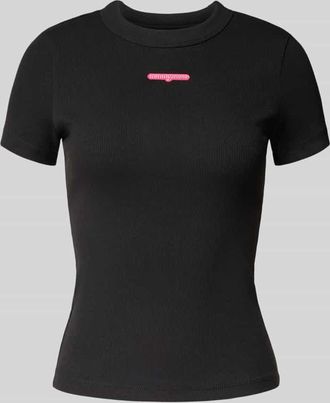 Tommy Jeans Slim Fit T-Shirt aus Ripp in Black, Größe XS
