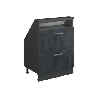 Vicco Armario De Cocina Para Techo Inclinado R-line, Hormig&oacute;n Negro/antracita, 60 Cm Con 2 Cajones, Vicco