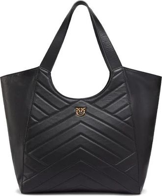 Pinko Leren Schoudertas - Dames - Handtassen - Zwart - ONE Size - Leer - Tassen