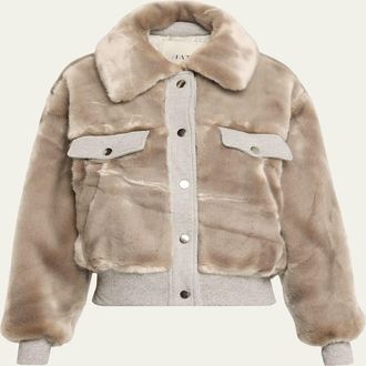 Faz not Fur Short Faux-Fur Bomber Jacket