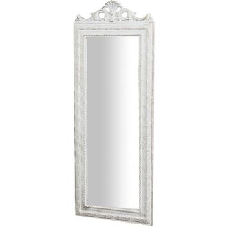Biscottini International Biscottini - Espejo De Pared Para Ba&ntilde;o Rectangular Espejo Horizontal Vertical Con Marco De Madera Blanco Espejo Shabby Long Para Colgar