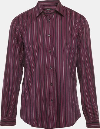 HUGO BOSS Boss By Hugo Boss Purple Striped Cotton Slim Fit