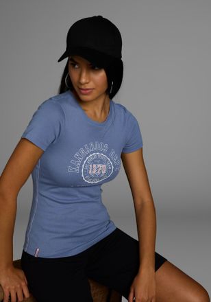 Kangaroos T-Shirt KANGAROOS, Damen, Gr. 32/34, blau, Rippware, Obermaterial: 100% Baumwolle, bedruckt, unifarben, Basic h&uuml;ftlang, Rundhals, Shirts T-Shirt, mit 