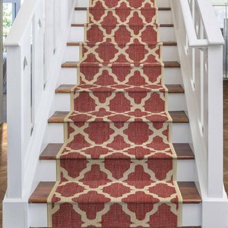 Runrug Stair Runner Carpet - Durable, Non-Slip, 7mm - Trellis in Red | Size: 66 cm x 720 cm