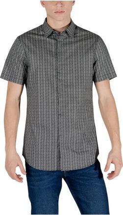 A|X Armani Exchange Korte mouwen overhemd Lente/Zomer Collectie - Heren - Korte mouwen Overhemden - Zwart - XS - Katoen - Overhemden