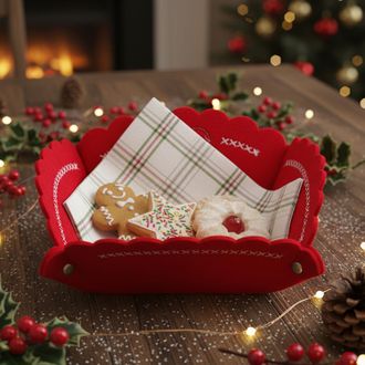 KASANOVA Cestino rosso cuore 20x20 cm pannolenci