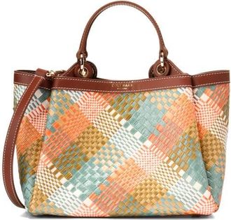 Cole Haan Small Midtown Crossbody Tote in Multi Color Woven Raffia Print at Nordstrom