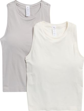 Yogalicious 2-Pack Seamless Carrie Racerback Tanks in Gray Morn/Shopping Bag at Nordstrom Rack, Size X-Small
