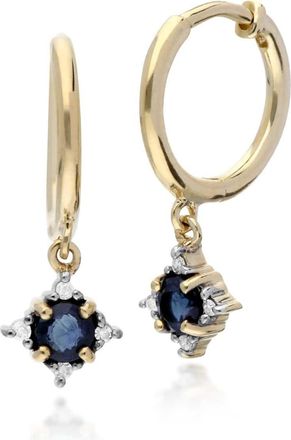 Gemondo Classic Round Sapphire & Diamond Hinged Hoop Earrings in 9ct Yellow Gold
