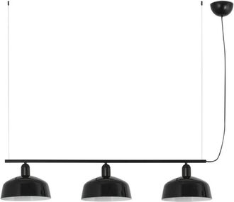Faro Barcelona Faro Barcelona - Faro Tatawin L&aacute;mpara De Techo Colgante De Barra Mediana, Negra, Negra Brillante, 3 Bombillas E27