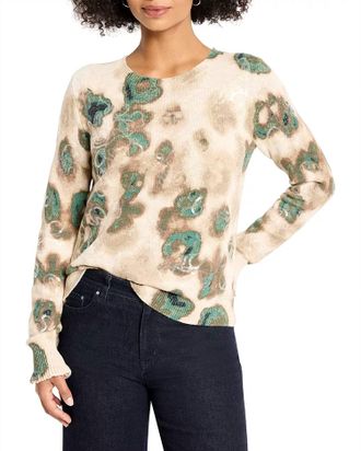 Nic+Zoe Camo Shine Crew Neck Sweater In Neutral Multi