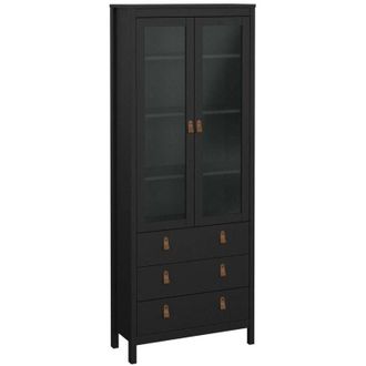 Dmora Dmora - Vetrina Laurette, Credenza espositiva, Vetrinetta multiuso, Madia da soggiorno, 78x33 h199 cm, Nero