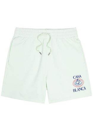 Casablanca Casablanca Celestial Pyramid Flock Printed Cotton Shorts - Blue Light - XL