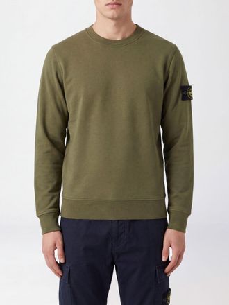 Stone Island Felpa girocollo in cotone con patch logo Compass