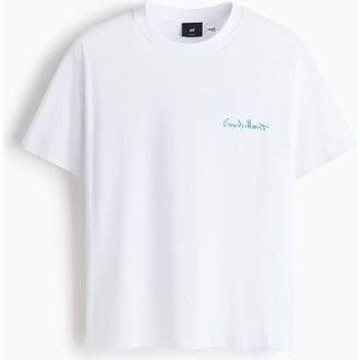 H&M Loose Fit T-shirt in White/claude Monet at Nordstrom, Size Medium