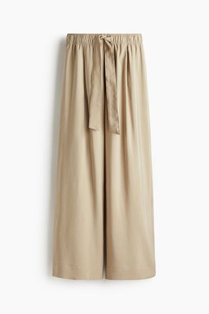 H&M Weite Hose mit Bindeg&uuml;rtel - Beige