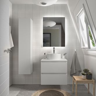 Cygnus Bath Mueble De Ba&ntilde;o Bequia 70 Cm Blanco Mate Con Lavabo Sobre Encimera