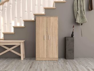 Dmora Dmora - Armario Multifunci&oacute;n Dbonucc, Armario Auxiliar De 2 Puertas, Zapatero Bajo Con 6 Baldas, Zapatero Moderno, 55x36h108 Cm, Roble