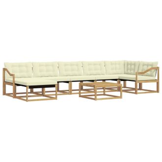 vidaXL Conjunto De Sof&aacute;s De Exterior 8 Pcs Blanco Y Crema Vidaxl