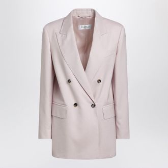 Max Mara Dusty Beige Zweireihige Jacke aus Wollmischung