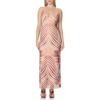 AFRM Romy Print Mesh Slipdress in Kissing Palms at Nordstrom, Size X-Large