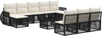vidaXL Conjunto De Sof&aacute;s De Jard&iacute;n 11 Uds. Negro Y Blanco Crema Vidaxl