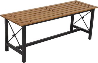 Sunnydaze European Chestnut Patio Dining Bench With Steel Frame
