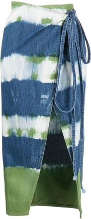 Alanui Magic Journey denim wrap skirt - women - Cotton - S - Blue