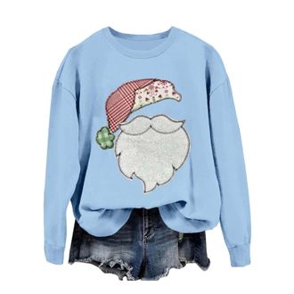 Generic Ladies Xmas Jumpers Uk Christmas Sweatshirts Plus Size Sweatshirts for Women Uk Fleece Winter Jumpers for Women Warm Ugly Christmas Sweaters Pattern S