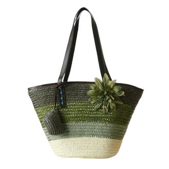 Generic RFSHKOP crossbody bags handmade-woven straw shoulder bag large capacity handbag-a-green