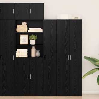 Berkfield Home Highboard Black Oak 30x42.5x185 cm Engineered Wood