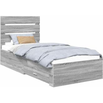 vidaXL Bed Frame with Drawer Grey Sonoma 100 x 200 cm Engineered Wood vidaXL