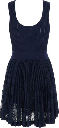 SIMKHAI U-hals Mouwloze Geribbelde Jurk - Dames - Feestkleedjes - Blauw - M - Kleedjes