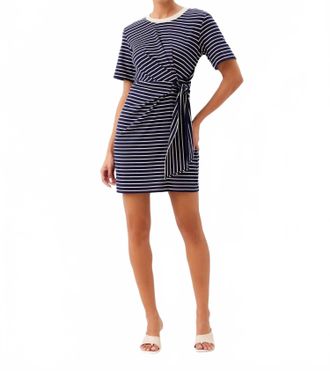 Fifteen Twenty Darla Side-Knot Contrast Dress In Navy With Cream