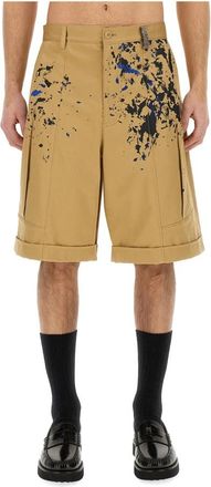 Moschino Paint Effect Shorts - Heren - Korte Broeken - Beige - L - Katoen - Korte Broeken