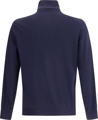 Brunello Cucinelli Mens Wool Turtleneck Sweater Navy+grigio Scuro