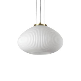 Netlighting Plisse Globe Dome Pendant Ceiling Light Brass 35cm in Yellow