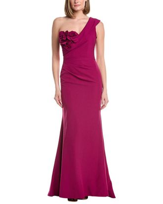 Rene Ruiz One-Shoulder Column Gown